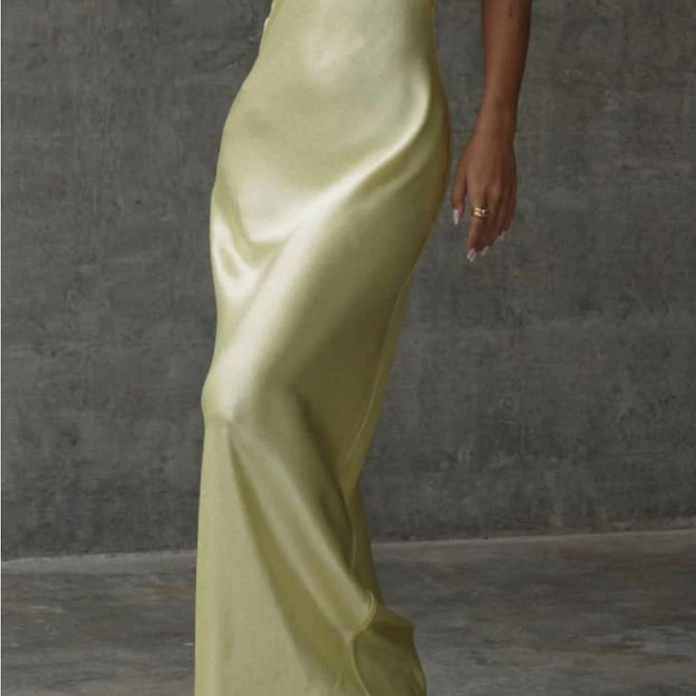 Rumored Gold Satin Evening Dress